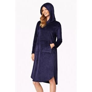 32 Degrees Heat Cozy Velour Hooded Lounger Womens L/XL Navy NWT 1407642